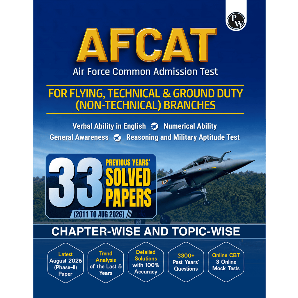 AFCAT 33 Previous Years’ Solved Papers (2011 to Aug 2026) For Exam 2027 | Chapterwise & Topicwise 3300 PYQs For Flying, Technical & Ground Duty (Non-Technical) Branches with 3 Online CBT Tests