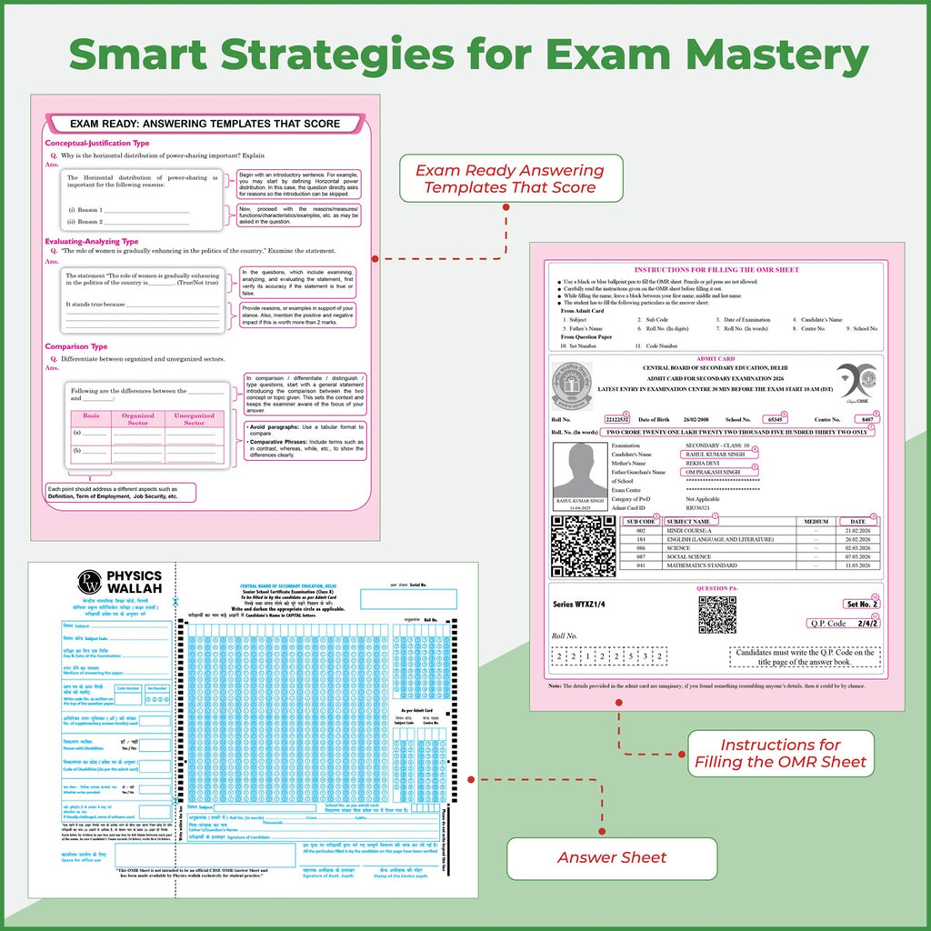 PW 15 CBSE Sample Papers Class 10 Social Science For 2027 Board Exam (New Pattern) | CBSE Like Question Booklet and Answer Sheets, Marking Stickers, Mind Maps, Most Probable Questions