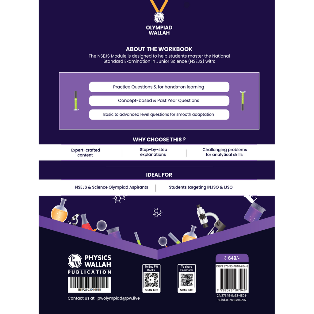 PW Olympiad Wallah NSEJS Class 8th-10th Science (Part 2) For 2026 | For NSEJS, INJSO, IJSO Exam | Expert Crafted Content | PYQ, Practice Questions, Detailed Solutions