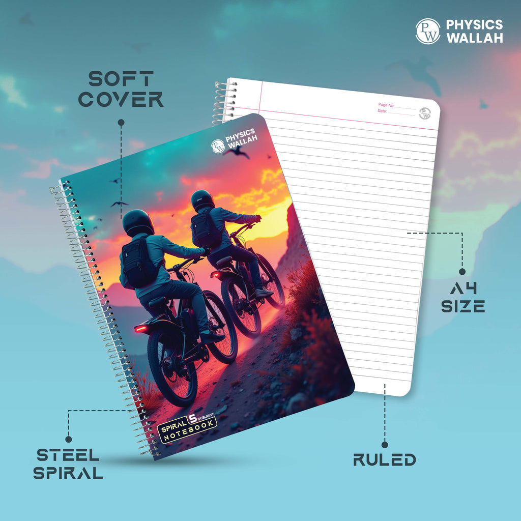5-Subject Spiral adventure Notebook Single | 250 Pages Ruled  | Multi-Sectioned | High-Quality Paper | Perfect for School, College & Exam Preparation