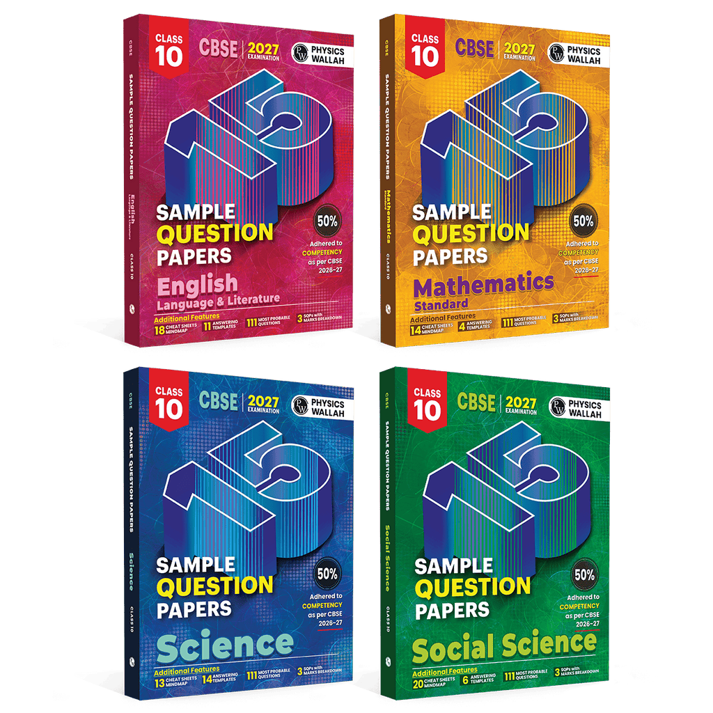 PW 15 CBSE Sample Papers Class 10 Science, Maths Standard, Social Science and English For 2027 Board Exam (New Pattern) | CBSE Like Question Booklet and Answer Sheets, Marking Stickers