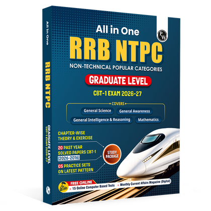 PW All in One RRB NTPC Book Graduate Level CBT 1 for 2026-27 Exam | 20 Solved PYQs | Chapterwise Theory, Short Tricks and Exercises | 10 Practice Sets | English Edition