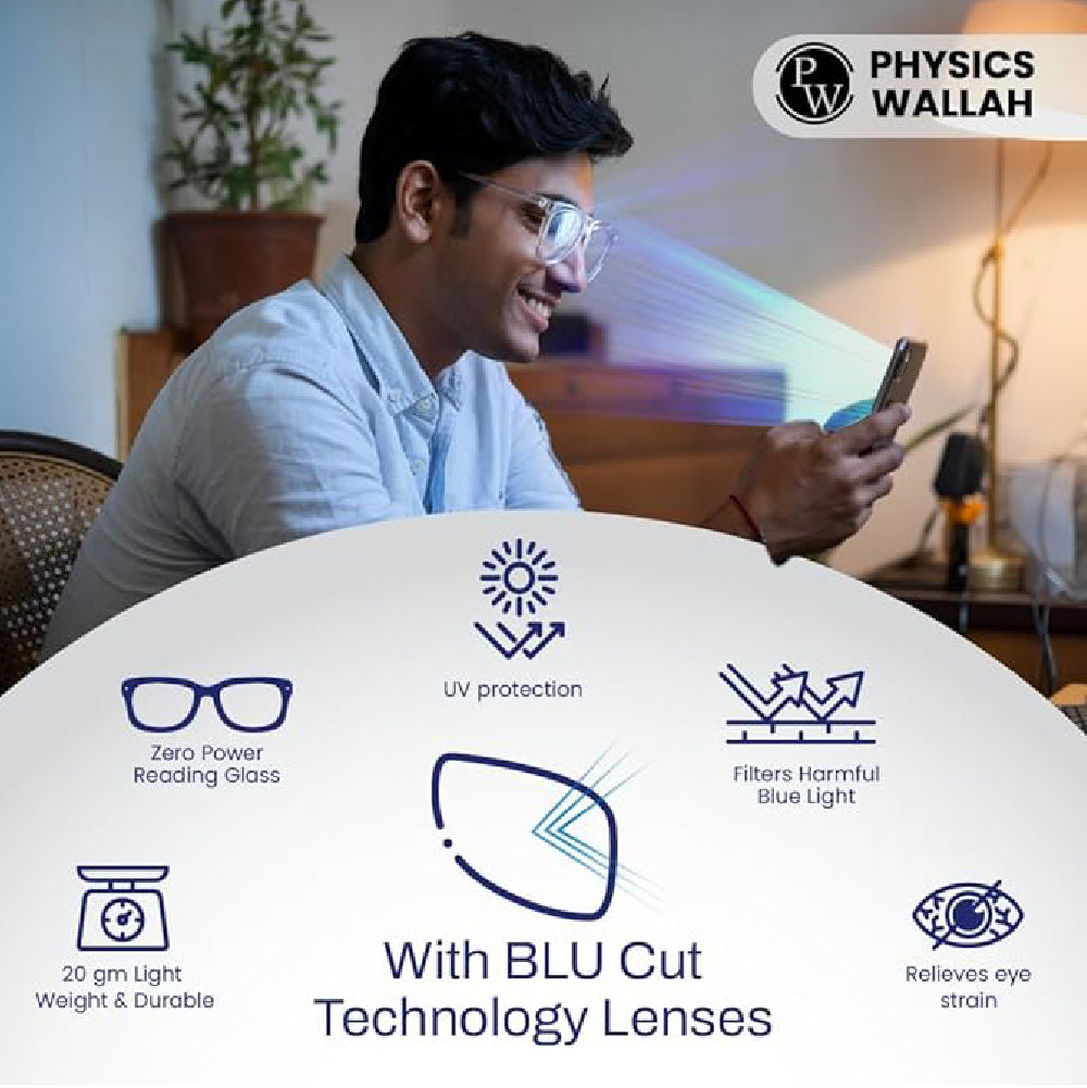 PW NAZARIYA Blue Ray Protection Glasses | Stylish Zero Power Glasses for Men & Women | UV Filter Glasses | Computer Glasses for Eye Protection | Lightweight | Tone Black & White