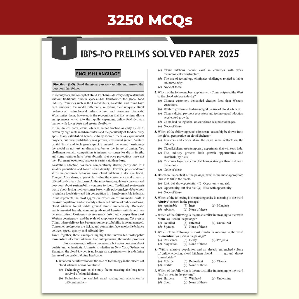 PW IBPS PO PYQ - 27 Year-wise Prelims & Mains Previous Year Solved Papers Till Oct 2025 with 15 Online CBT Tests for Exam 2026-27 | 3250 PYQs | English Edition
