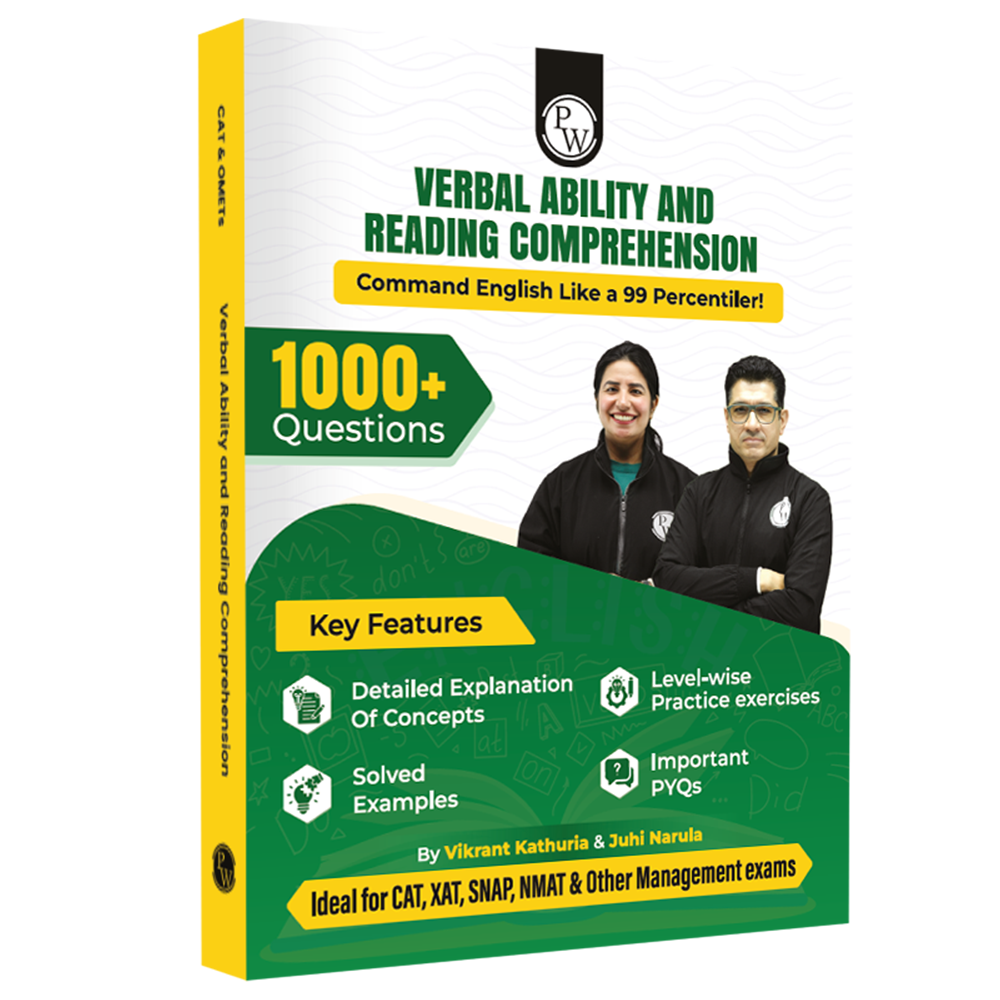 PW MBAWALLAH Verbal Ability & Reading Comprehension Book 1000+ Practice Questions By Vikrant Kathuria & Juhi Narula with PYQs, Levelwise Exercises, Solved Examples | Ideal for CAT & OMETs