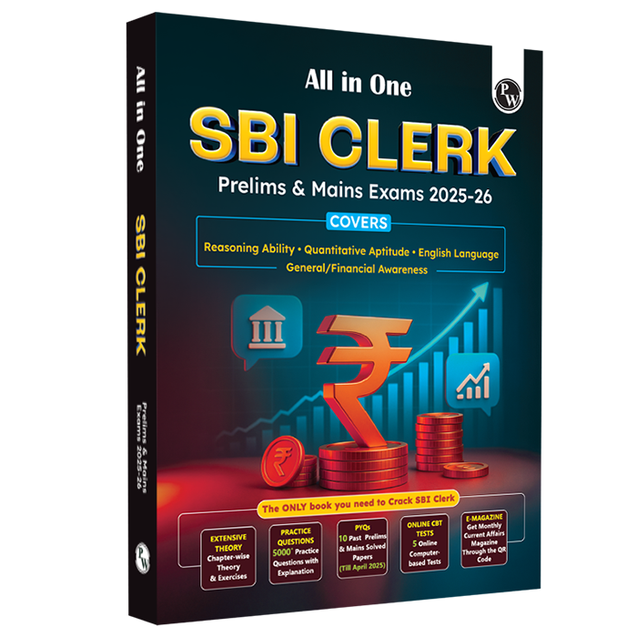 All in One SBI Clerk Prelims and Mains 2025-26 Exams | Chapterwise Theory & Exercise and 10 Previous Year Solved Papers (PYQs) 2018 - 2024 with 5 Online Practice Sets