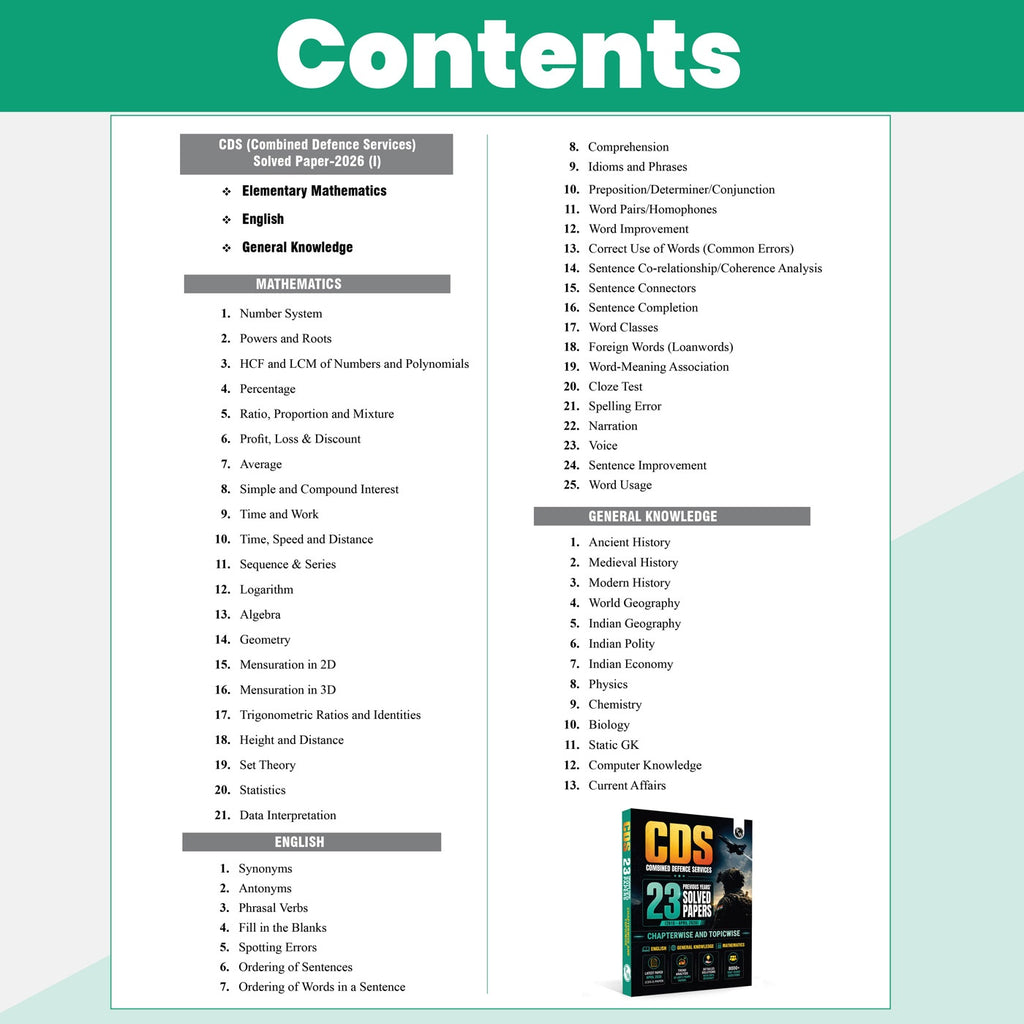 PW CDS PYQ Book - 23 Previous Year Solved Papers (Till April 2026) Combined Defence Service Exam 2026-27 | Chapterwise & Topicwise 8000+ PYQs with Solutions | General Knowledge, English & Mathematics