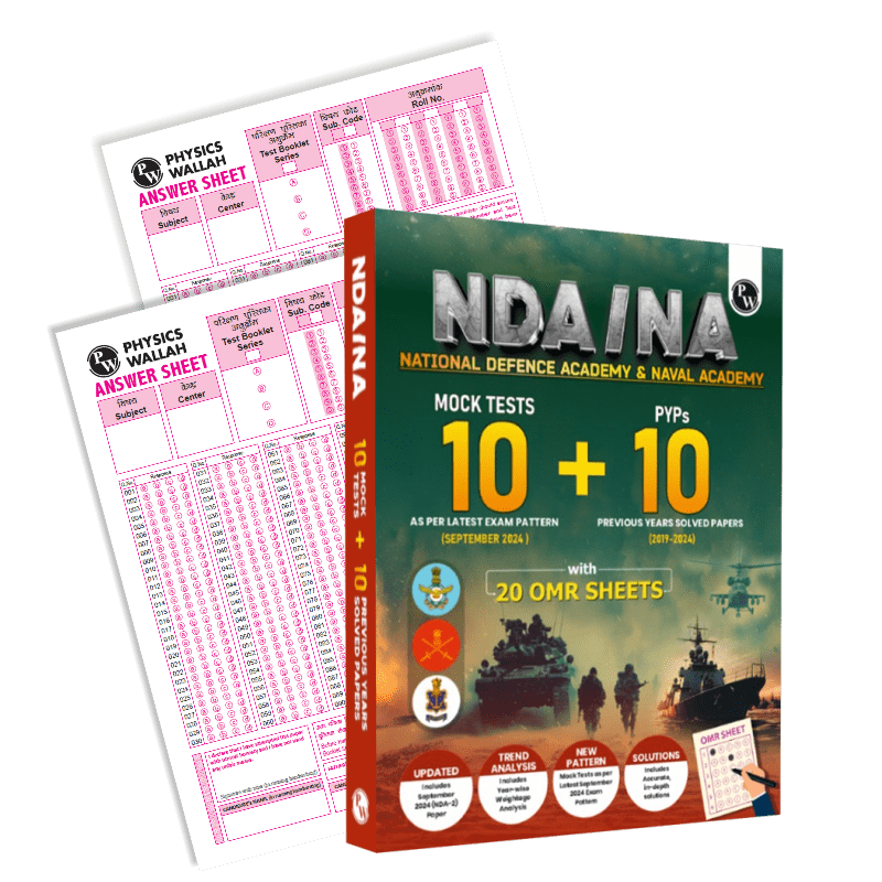 UPSC NDA/NA National Defence Academy Naval Academy 10 Previous Year Solved Papers 2019-2024 & 10 Mock Tests with 20 OMR Sheets l Mathematics and General Ability For NDA Exams 2024-2025