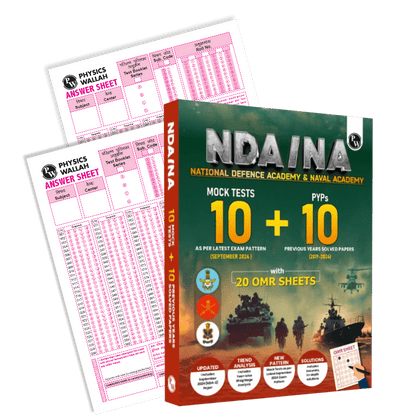 UPSC NDA/NA National Defence Academy Naval Academy 10 Previous Year Solved Papers 2019-2024 & 10 Mock Tests with 20 OMR Sheets l Mathematics and General Ability For NDA Exams 2024-2025