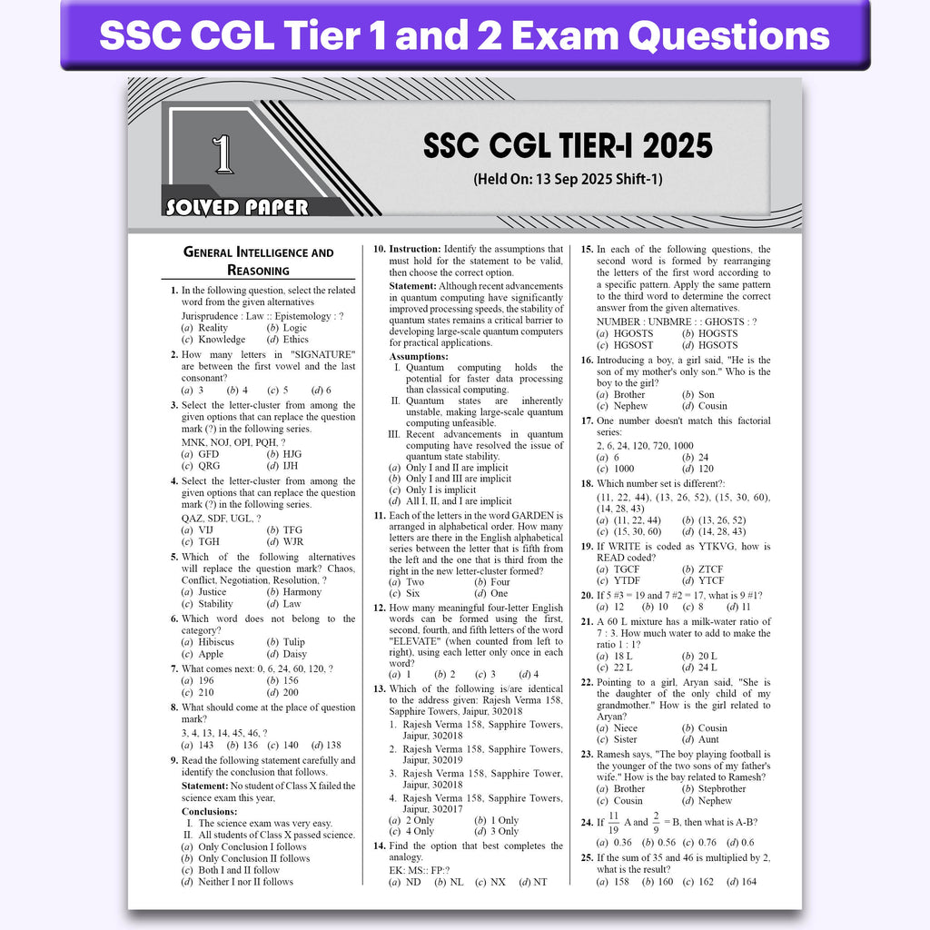 PW Selection Mantra For SSC CGL Tier 1 & 2 Exams 2026-27 | 8250+ PYQs Till Jan 2026 l Chapterwise & Typewise Questions | Reasoning, General Awareness, Maths, English & 15 Online CBT Tests