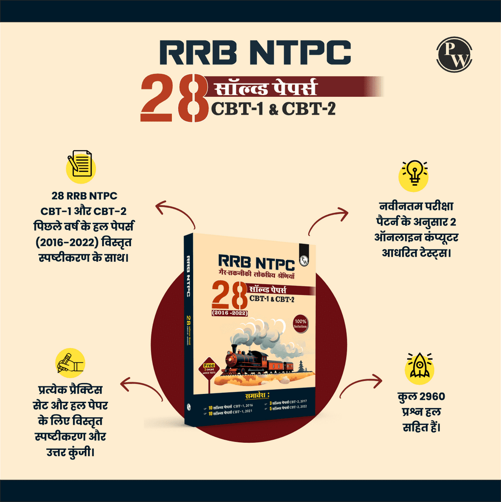 PW RRB NTPC 28 Previous Year Solved Papers CBT - I & 2 (2016-2022) Hindi Medium