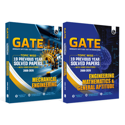 GATEWALLAH Mechanical Engineering and Engineering Mathematics & General Aptitude Combo Set of 2 Books Topicwise Previous Years Solved Questions with Video Solutions For 2026 Exams