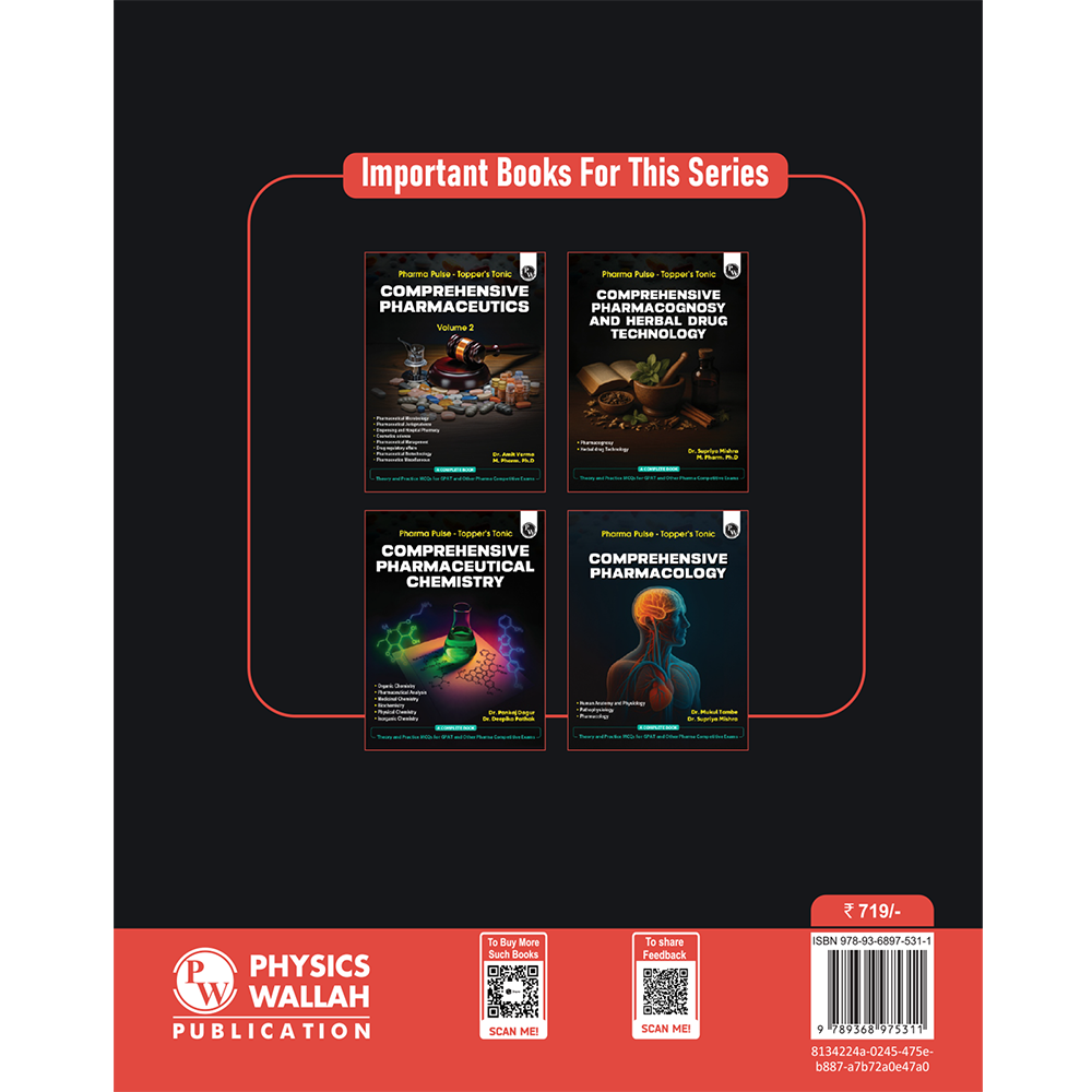 Pharma Pulse – Topper’s Tonic Comprehensive Pharmaceutics Volume 1 By Dr. Amit Verma | Theory and Practice MCQs for GPAT and Other Pharma Competitive Exam