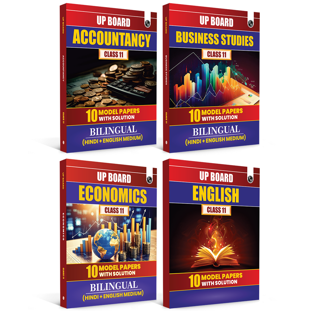 UP Board Class 11 Economics, Accountancy, Business Studies, English 10 Model Papers with Solutions (Bilingual) Combo Set of 4 Books For 2026-27 Exams