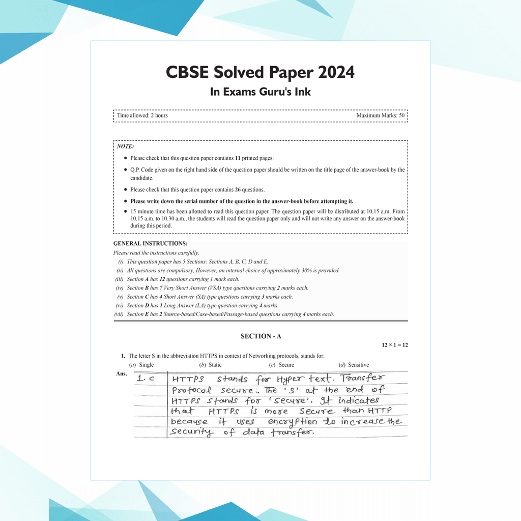 CBSE 15 Sample Question Papers Class 10 Computer Applications for 2025 Exam | Competency-Based Learning | PYQ 2024 with Topper's Explanations, CBSE SQP & CBSE Practice Questions
