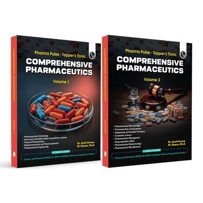 Pharma Pulse – Topper’s Tonic Comprehensive Pharmaceutics Volume 1 & 2 Combo Set of 2 Books By Dr. Amit Verma | Theory and Practice MCQs for GPAT and Other Pharma Competitive Exam