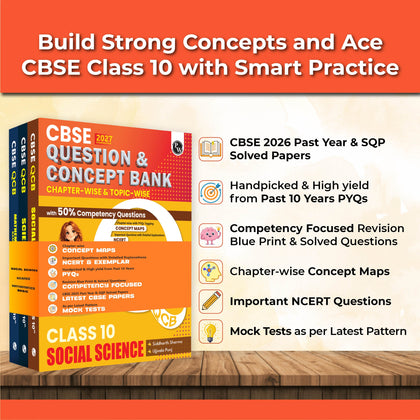 CBSE Question & Concept Bank (QCB) Class 10 Science, Maths (Basic) and Social Science Combo Set of 3 Books Chapterwise & Topicwise Solved Questions For 2027 Exams