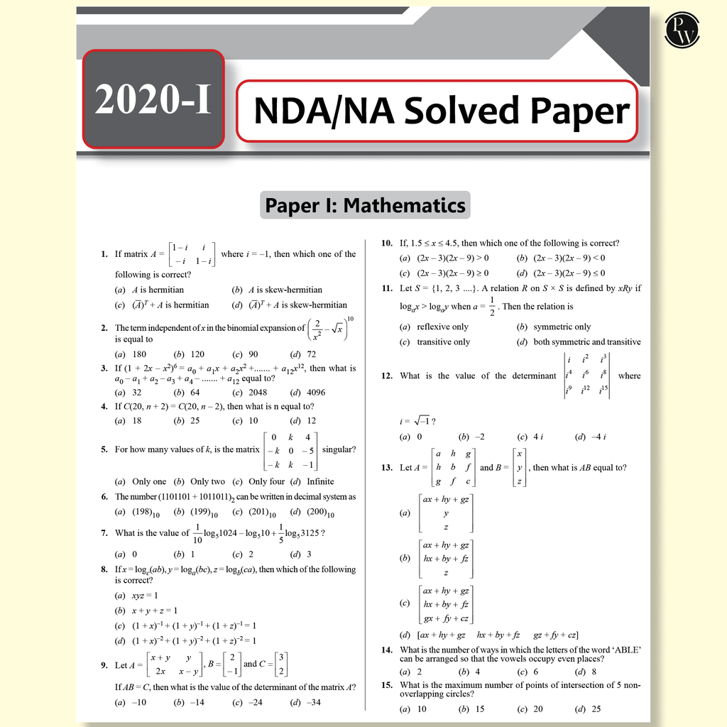 UPSC NDA/NA National Defence Academy Naval Academy 10 Previous Year Solved Papers 2019-2024 & 10 Mock Tests with 20 OMR Sheets l Mathematics and General Ability For NDA Exams 2024-2025