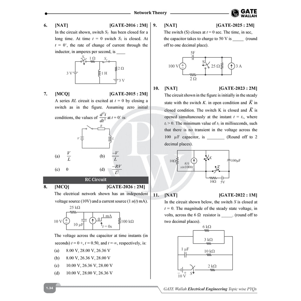 GATEWALLAH Electrical Engineering and Engineering Mathematics & General Aptitude Combo Set of 2 Books Topicwise Previous Years Solved Questions with Video Solutions For 2027 Exams