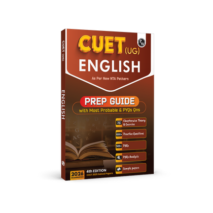 CUET (UG) English Chapterwise & Topicwise Theory & Exercise with PYQ (2025-2022) | Most Probable Question Bank | Prep Guide | Mock Tests For Exam 2026