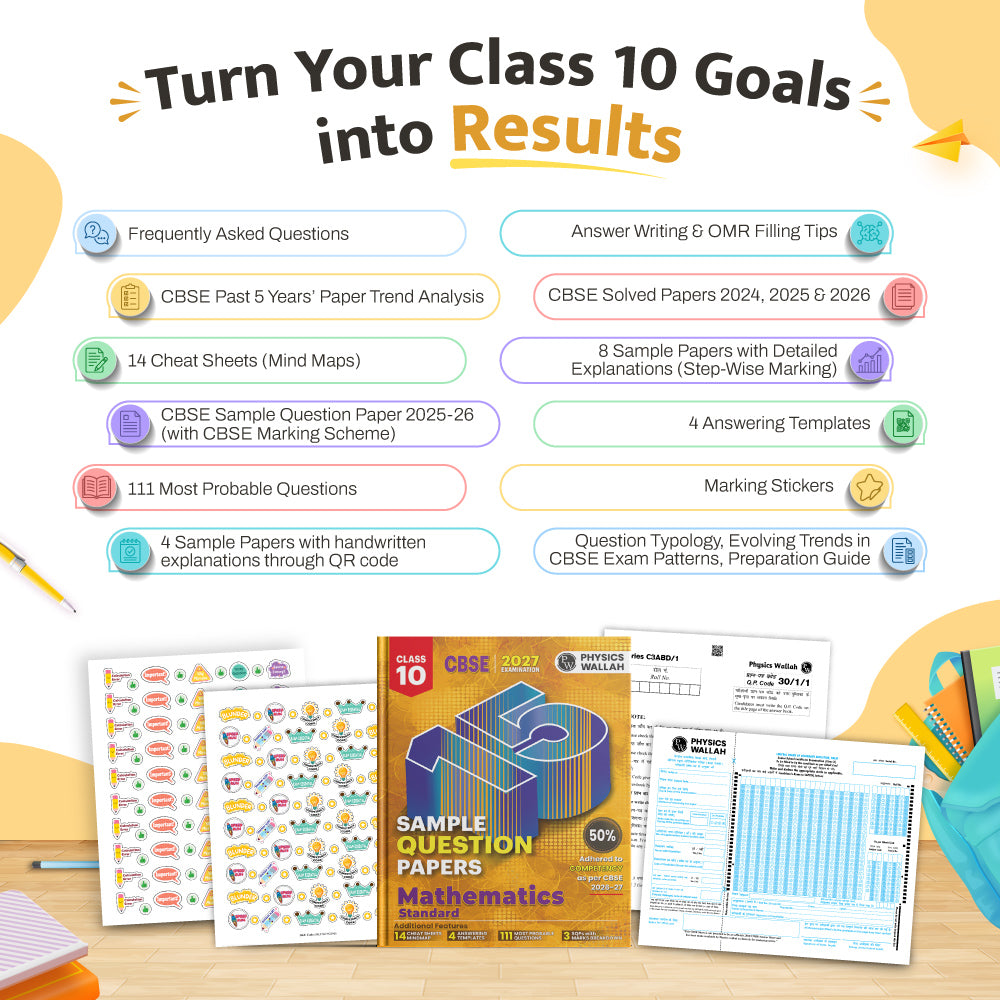 CBSE 15 Sample Question Papers Class 10 Maths (Standard) For 2027 Board Exam (New Pattern) | CBSE Like Question Booklet and Answer Sheets, Marking Stickers, Mind Maps, Most Probable Questions
