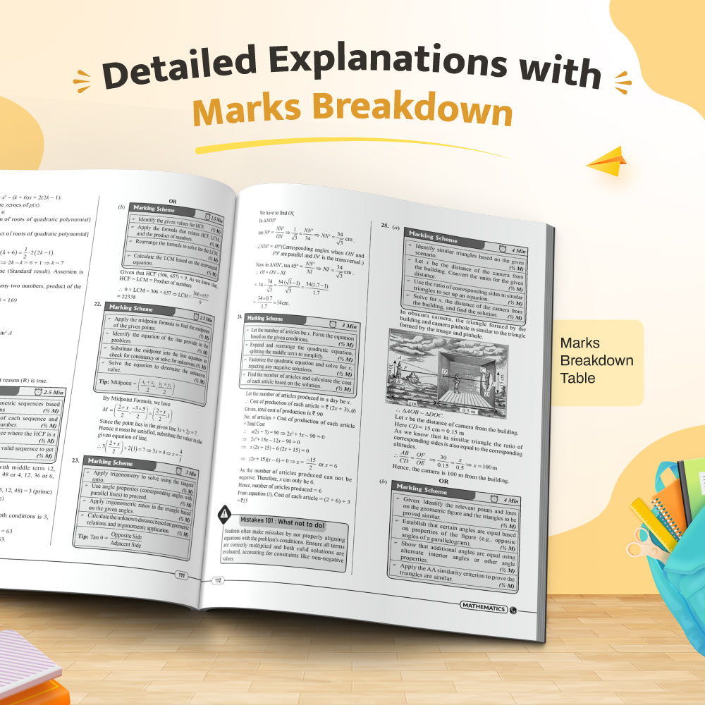 CBSE 15 Sample Question Papers Class 10 Maths (Standard) For 2027 Board Exam (New Pattern) | CBSE Like Question Booklet and Answer Sheets, Marking Stickers, Mind Maps, Most Probable Questions
